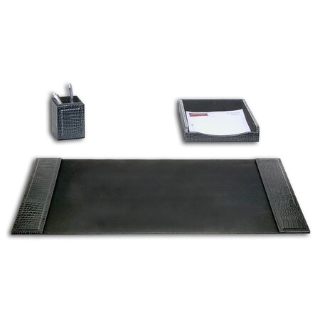 Dacasso Black Crocodile Embossed Leather 3-Piece Set DF-2237